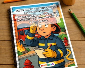 Feuerwehr Comis-Style Aktivitätsbuch gedruckt und gebunden – 100 Rätsel- und Aktivitätsseiten – MEGABUCH 01 – Beidseitig bedruckt (DIN-A4)