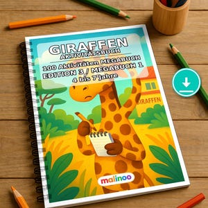 Giraffe activity sheets for children aged 8 and up – travel activity for car, train and plane – 100 pages (PDF) E1 image 1