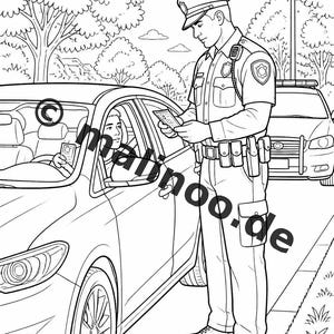 Police Coloring Book PDF Download Digital – 20 Coloring Pages for Children – Book 02 Edition 1 (DIN-A4) image 18