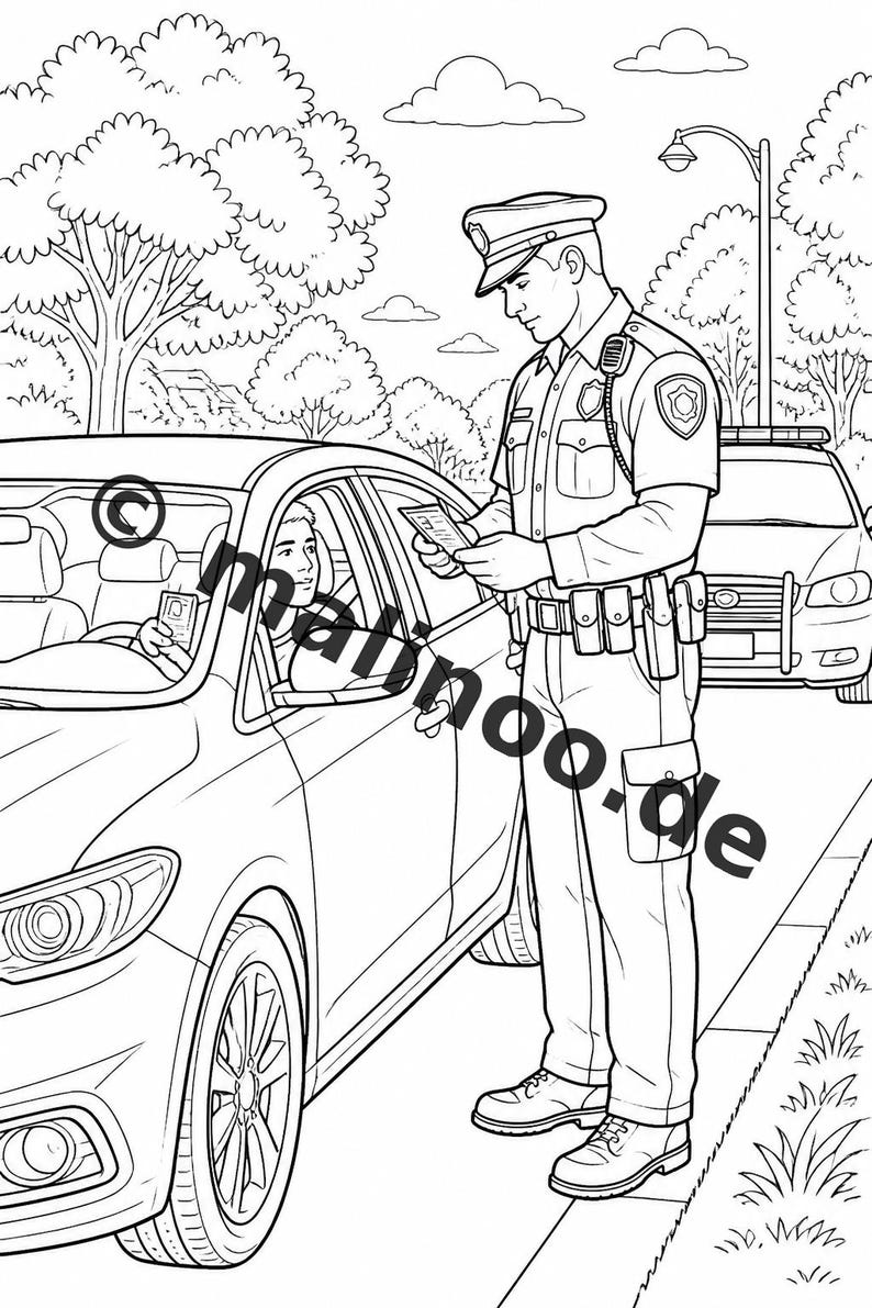 Police Coloring Book PDF Download Digital – 20 Coloring Pages for Children – Book 02 Edition 1 (DIN-A4) image 18