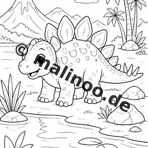 Atividade infantil para mesas de casamento e celebrações familiares: Livro de colorir para imprimir com 100 páginas para colorir de dinossauros bebês (PDF) E4 imagem 7