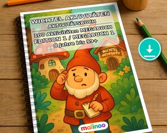 Gnomes Activity Book for Children – 100 Puzzle and Activity Pages – PDF Download E1/B1 (DIN-A4) – Gift, Activity