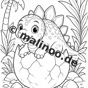 Baby Dinosaurs Coloring Book for Kids – 20 Coloring Pages – PDF Download E1/B3 (DIN-A4) – Party Favor, Gift, Children's Birthday Party, Party Favor image 8