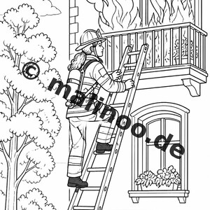 Fire Coloring Book for Kids – 20 Coloring Pages – PDF Download E1/B1 (DIN-A4) – Party Favor, Gift, Children's Birthday Party, Guest Gift image 7