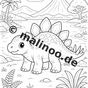 Baby Dinosaur Coloring Book PDF Download Digital – 50 Coloring Pages for Children – Volume 2 Edition 1 (DIN A4) image 7