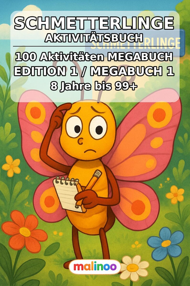 Schmetterlinge Aktivitätsbuch PDF Download digital – 100 Rätsel- und Aktivitätsseiten für Kinder – MEGABUCH 01 Edition 1 (DIN-A4) Bild 2