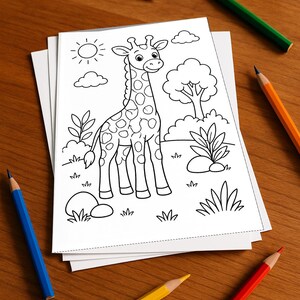 Giraffaktivitetsbok för barn – 100 pussel- och aktivitetssidor – Tryckt + Lös E1/B1 (DIN A4) – Present, Aktivitet, Adventskalender bild 1