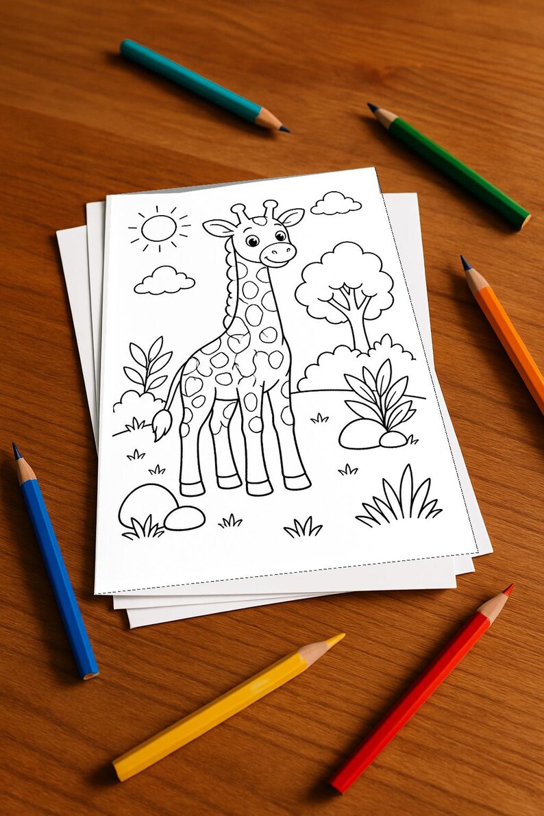 Giraffaktivitetsbok för barn – 100 pussel- och aktivitetssidor – Tryckt + Lös E1/B1 (DIN A4) – Present, Aktivitet, Adventskalender bild 1