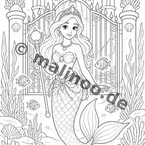 Gift idea for grandchildren and godchildren: Mermaid coloring book with 100 coloring pages (DIN A4) E6 image 6