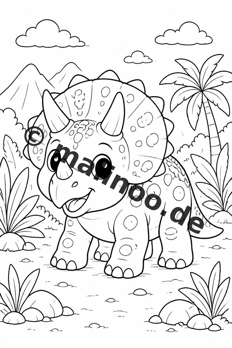 Baby-Dinosaurier Malbuch gedruckt, ungebunden – 100 Ausmalbilder für Kinder – MEGABUCH 01 Edition 1 (DIN-A4) Bild 6