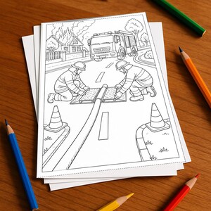 Livre de coloriage de pompiers, imprimé, non relié – 20 pages à colorier pour enfants – Livre 03 Édition 1 (DIN A4)