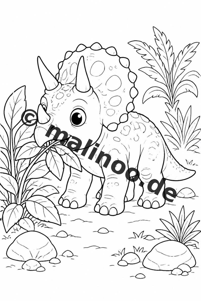 Baby Dinosaur Coloring Book PDF Download Digital – 20 Coloring Pages for Children – Book 02 Edition 1 (DIN A4) image 5