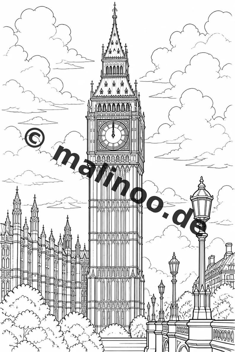 Europe Coloring Book for Children – 20 Coloring Pages – PDF Download E1/B4 (DIN-A4) – Party Favor, Gift, Children's Birthday Party, Guest Gift image 4