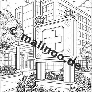 Hospital Coloring Book PDF Download Digital – 20 Coloring Pages for Children – Book 01 Edition 1 (DIN-A4) image 11