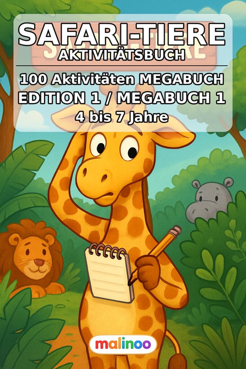 Safari Animals Activity Book for Children – 100 Puzzle and Activity Pages – PDF Download E1/B1 (DIN-A4) – Gift, Activity image 2