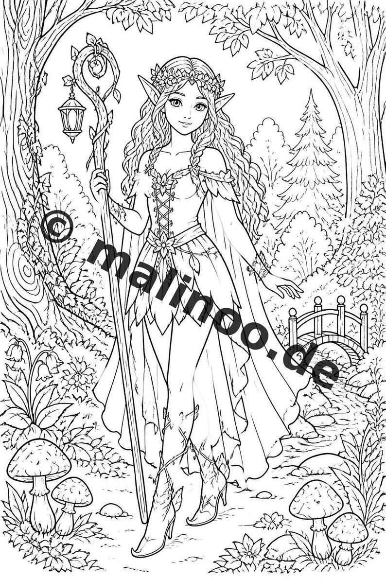 Fairy coloring book to print for ages 8 and up – 100 pictures to color – creative without a phone or tablet (PDF) E2 image 7