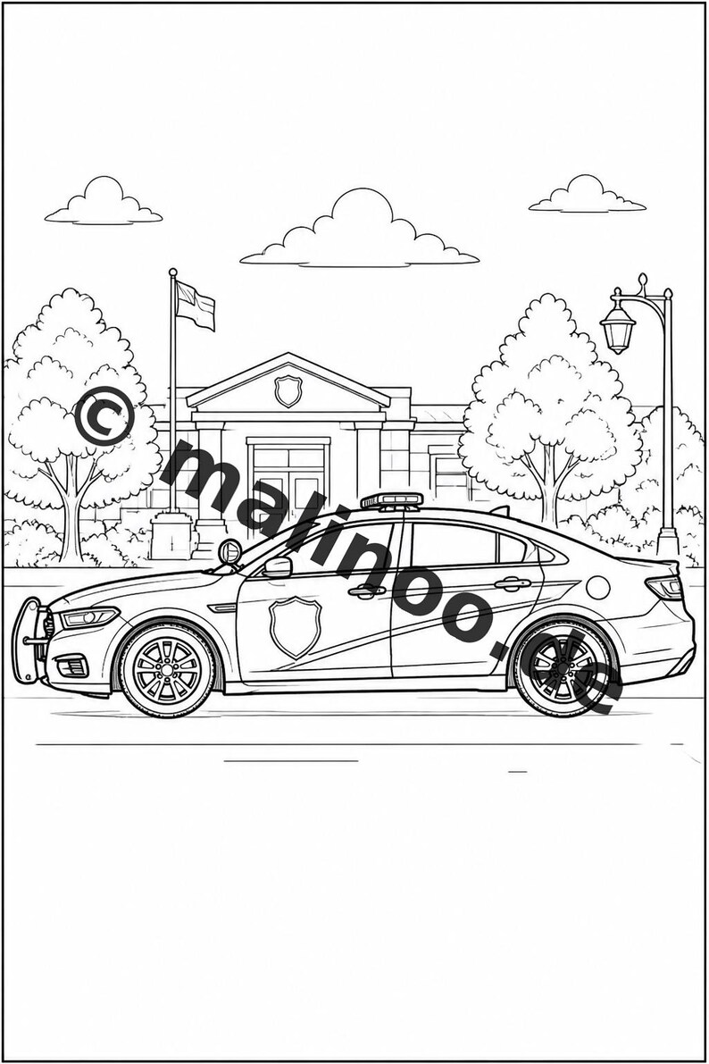 Police Coloring Book for Kids – 50 Coloring Pages – PDF Download E1/B5 (DIN-A4) – Gift, Travel Activity, Birthday, Keeps Entertaining image 7