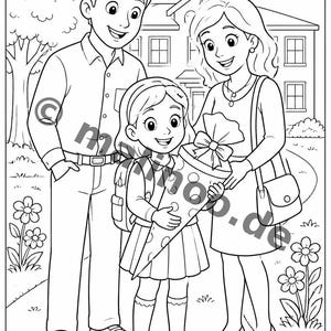 My First Day of School Creative Coloring Book for Ages 6 and Up – 100 Pictures to Color – Gift for Siblings on Birth (PDF) E2 image 3