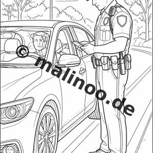 Police Coloring Book for Kids – 20 Coloring Pages – PDF Download E1/B3 (DIN-A4) – Party Favor, Gift, Children's Birthday Party, Party Favor image 18