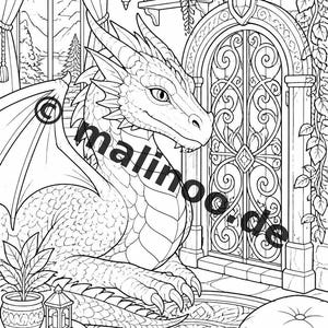 Drachen Malbuch Kinder – 100 Ausmalbilder – PDF Download E1/B1 (DIN-A4) – Geschenk, Beschäftigung, Adventskalender, Geburtstag Bild 8