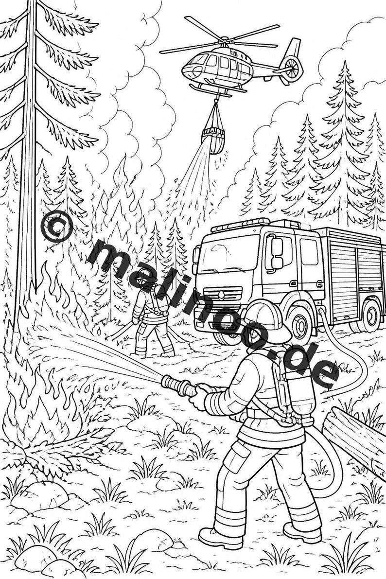 Brandman Målarbok, tryckt, obunden – 100 målarbilder för barn – MEGA BOOK 01 Utgåva 1 (DIN A4) bild 13