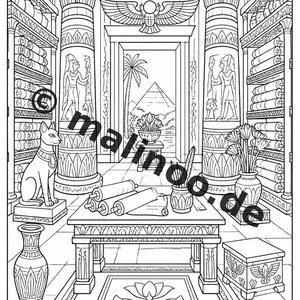 Livro de colorir do Egito, impresso, sem encadernação – 100 páginas para colorir para crianças – MEGA BOOK 01 Edição 1 (DIN A4) imagem 18