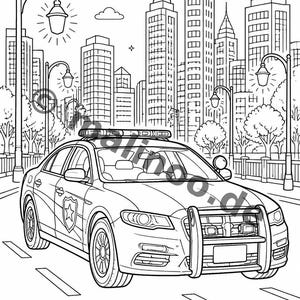 Livre de coloriage et de dessin sur le thème de la police pour les enfants de 8 ans et plus – 100 images à colorier – Petit cadeau d'anniversaire pour enfants (format A4) E1 image 2