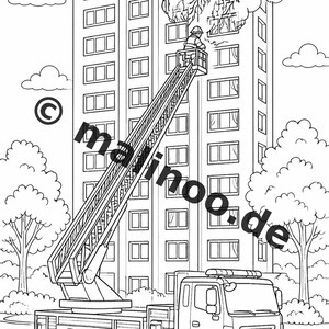 Fire Coloring Book for Kids – 20 Coloring Pages – PDF Download E1/B2 (DIN-A4) – Party Favor, Gift, Children's Birthday Party, Guest Gift image 4
