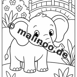 Elephant Coloring Book for Children – 100 Coloring Pages – PDF Download E1/B1 (DIN-A4) – Gift, Activity, Advent Calendar, Birthday image 7