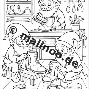 Libro para colorear de elfos para niños – 20 páginas para colorear – Impreso y encuadernado E1/B1 (DIN-A5) – Recuerdo de fiesta, regalo, fiesta de cumpleaños infantil, obsequio para invitados imagen 3