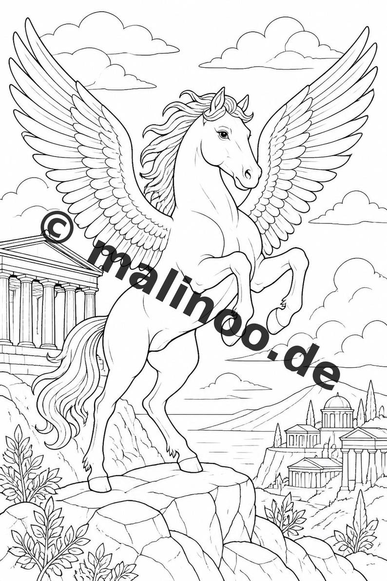 Greece Coloring Book for Kids – 50 Coloring Pages – PDF Download E1/B1 (DIN-A4) – Gift, Travel Activity, Birthday, Activity image 10