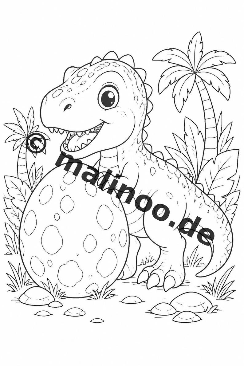 Baby Dinosaur Coloring Book PDF Download Digital – 50 Coloring Pages for Children – Volume 2 Edition 1 (DIN A4) image 4