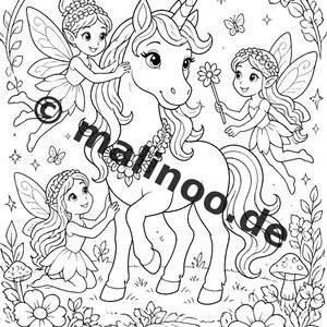 Fairy Coloring Book for Children – 50 Coloring Pages – PDF Download E1/B1 (DIN-A4) – Gift, Travel Activity, Birthday, Activity image 11