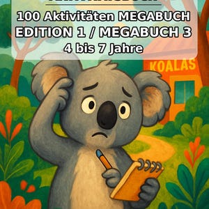 Instant PDF download – Last-minute gift: Koala's puzzle book with 100 puzzle and activity pages E1 image 2