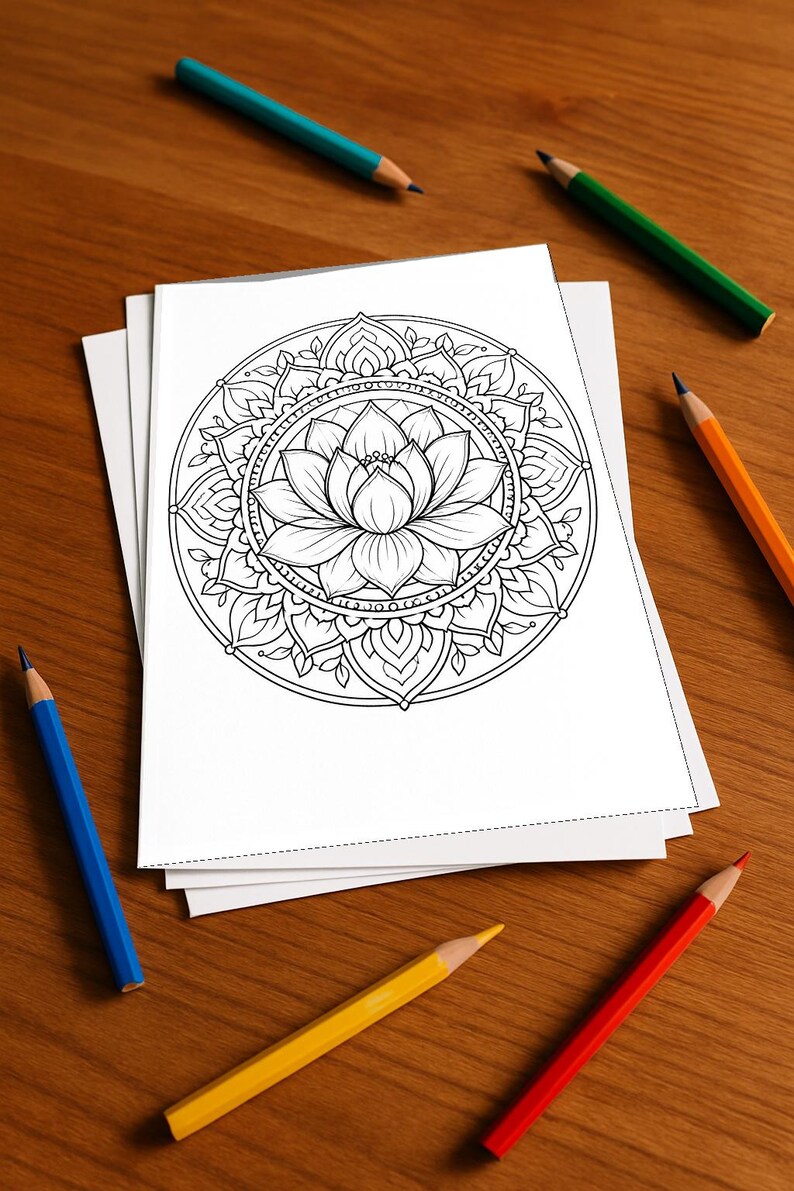 Mandala Malbuch gedruckt, ungebunden – 100 Ausmalbilder für Kinder – MEGABUCH 01 Edition 1 (DIN-A4) Bild 1