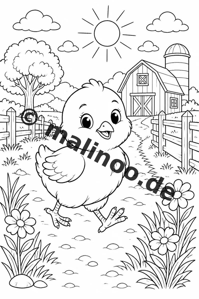 Farm Coloring Book PDF Download Digital – 100 Coloring Pages for Children – MEGA BOOK 01 Edition 1 (DIN A4) image 8