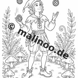 Elfen Ausmalbuch zum Ausdrucken für Kinder – Geschenk zur Einschulung und Schultüte – 50 Ausmalbilder (PDF) E2/B1 Bild 9