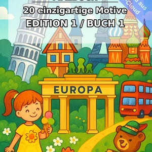 Europa Malbuch PDF Download digital – 20 Ausmalbilder für Kinder – Buch 01 Edition 1 (DIN-A4) Bild 1