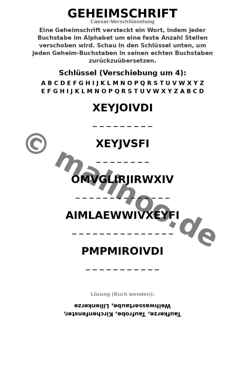 Taufe Rätselblätter zum Ausdrucken für Kinder – Denksport und Knobelspaß für schlaue Kinder – 50 Rätsel- und Aktivitätsseiten (PDF) E1/B1 Bild 10
