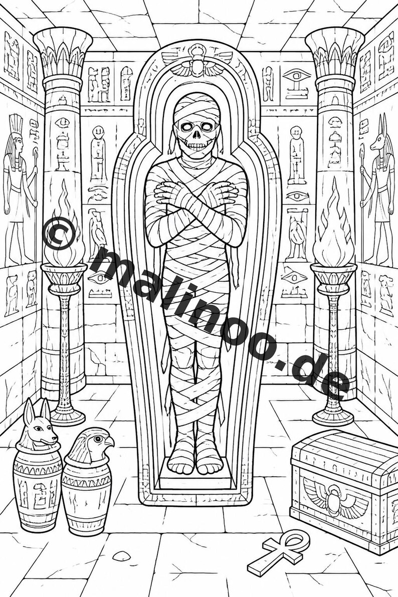 Egypt Coloring Book PDF Download Digital – 50 Coloring Pages for Children – Volume 2 Edition 1 (DIN-A4) image 8