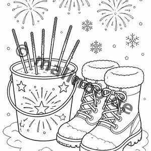 New Year's Eve coloring pages for children – activity for long car rides and flights – 100 coloring pages (PDF) E1 image 10