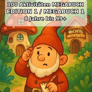 Kabouteractiviteitenboek voor kinderen – 100 puzzel- en activiteitenpagina's – PDF-download E1/B1 (DIN-A4) – Cadeau, Activiteitenboek afbeelding 2