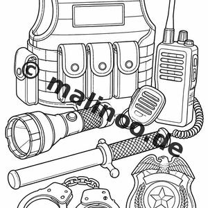 Police Coloring Book for Kids – 50 Coloring Pages – PDF Download E1/B5 (DIN-A4) – Gift, Travel Activity, Birthday, Keeps Entertaining image 13