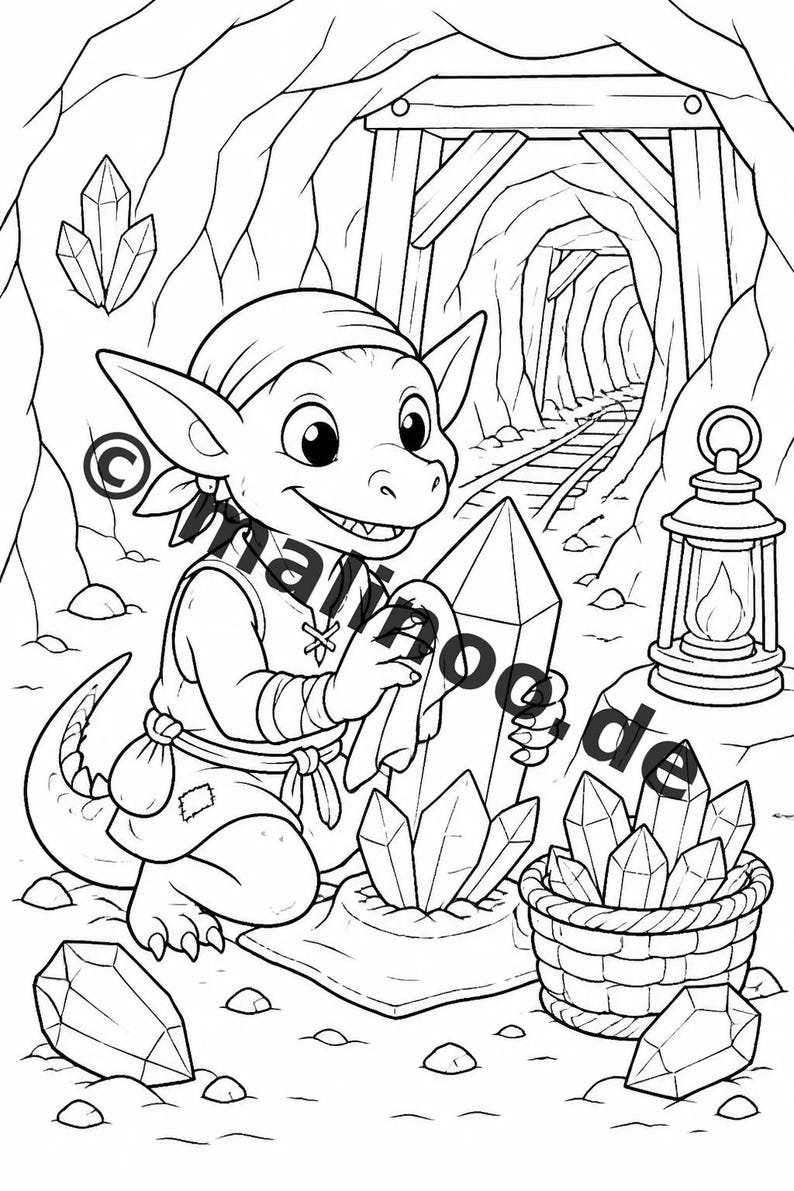 Goblins Coloring Book for Kids – 100 Coloring Pages – PDF Download E1/B2 (DIN-A4) – Gift, Activity, Advent Calendar, Birthday image 3