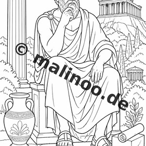 Greece Coloring Book for Kids – 50 Coloring Pages – PDF Download E1/B1 (DIN-A4) – Gift, Travel Activity, Birthday, Activity image 7