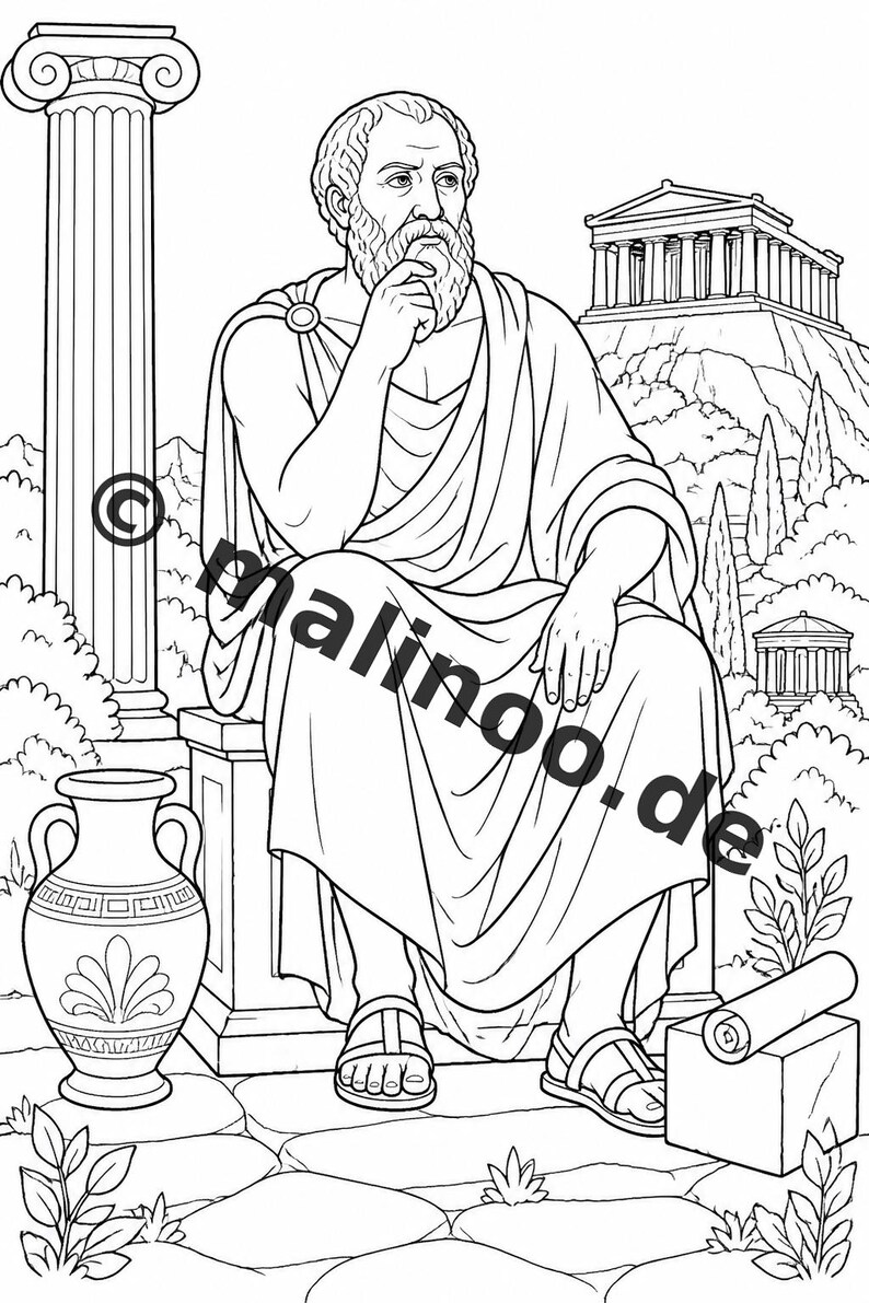 Greece Coloring Book for Kids – 50 Coloring Pages – PDF Download E1/B1 (DIN-A4) – Gift, Travel Activity, Birthday, Activity image 7