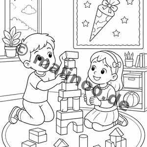 My First Day of School Creative Coloring Book for Ages 6 and Up – 100 Pictures to Color – Gift for Siblings on Birth (PDF) E2 image 6