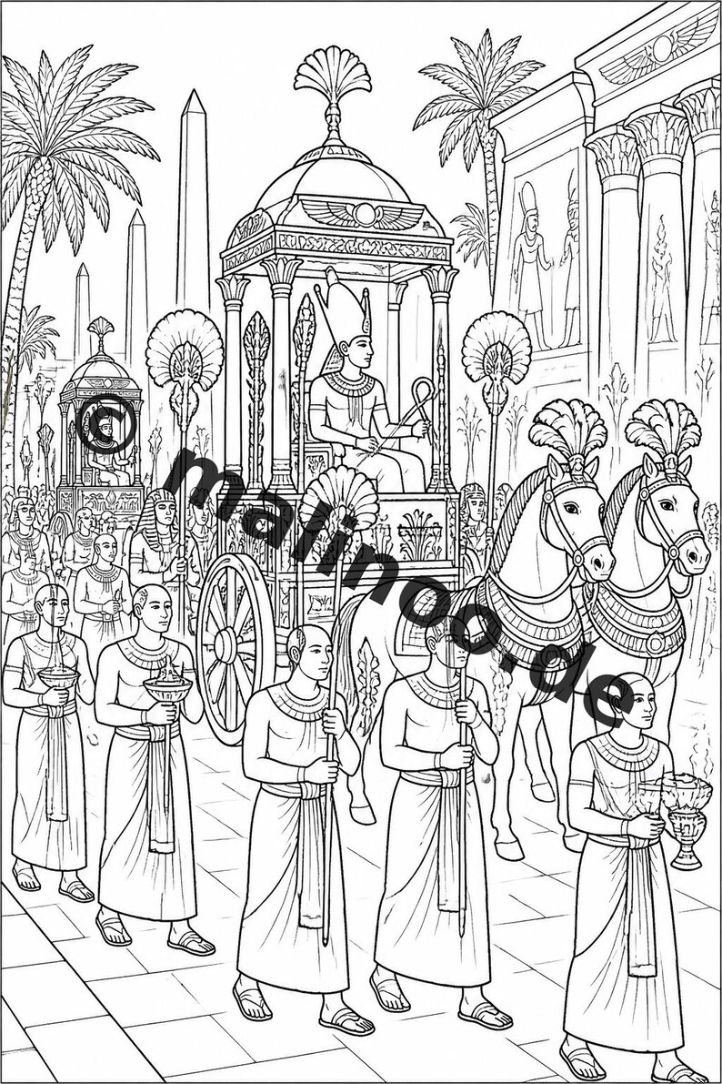 Ägypten Malbuch Kinder – 100 Ausmalbilder – PDF Download E1/B4 (DIN-A4) – Geschenk, Beschäftigung, Adventskalender, Geburtstag Bild 9