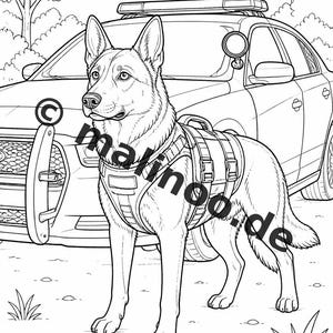Politie kleurboek voor kinderen – 20 kleurplaten – PDF download E1/B5 (DIN-A4) – Feestartikel, cadeau, kinderfeestje, traktatie afbeelding 15
