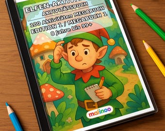 Elves Activity Aktivitätsbuch Kinder – 100 Rätsel- und Aktivitätsseiten – gedruckt+gebunden E1/B1, 2-seitig (DIN-A4) – Geschenk